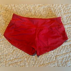 Lululemon Red Speed Up Shorts size 8